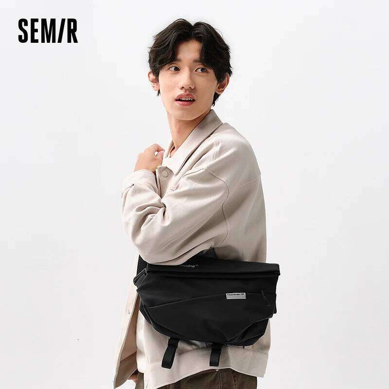 Semir Crossbody Men Textured Chest Bag 2024 New Fashion Letter Print Large Capacity Backpack