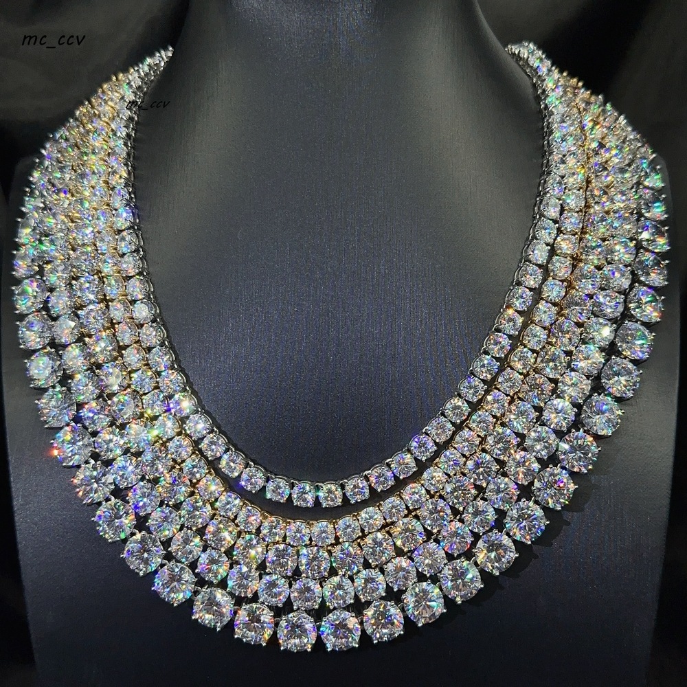 Fashion Shining Jewelry 5A Moissanite Diamond 316L Stainless Steel Necklace 6mm 8mm 10mm Tennis Chain Hiphop Chain