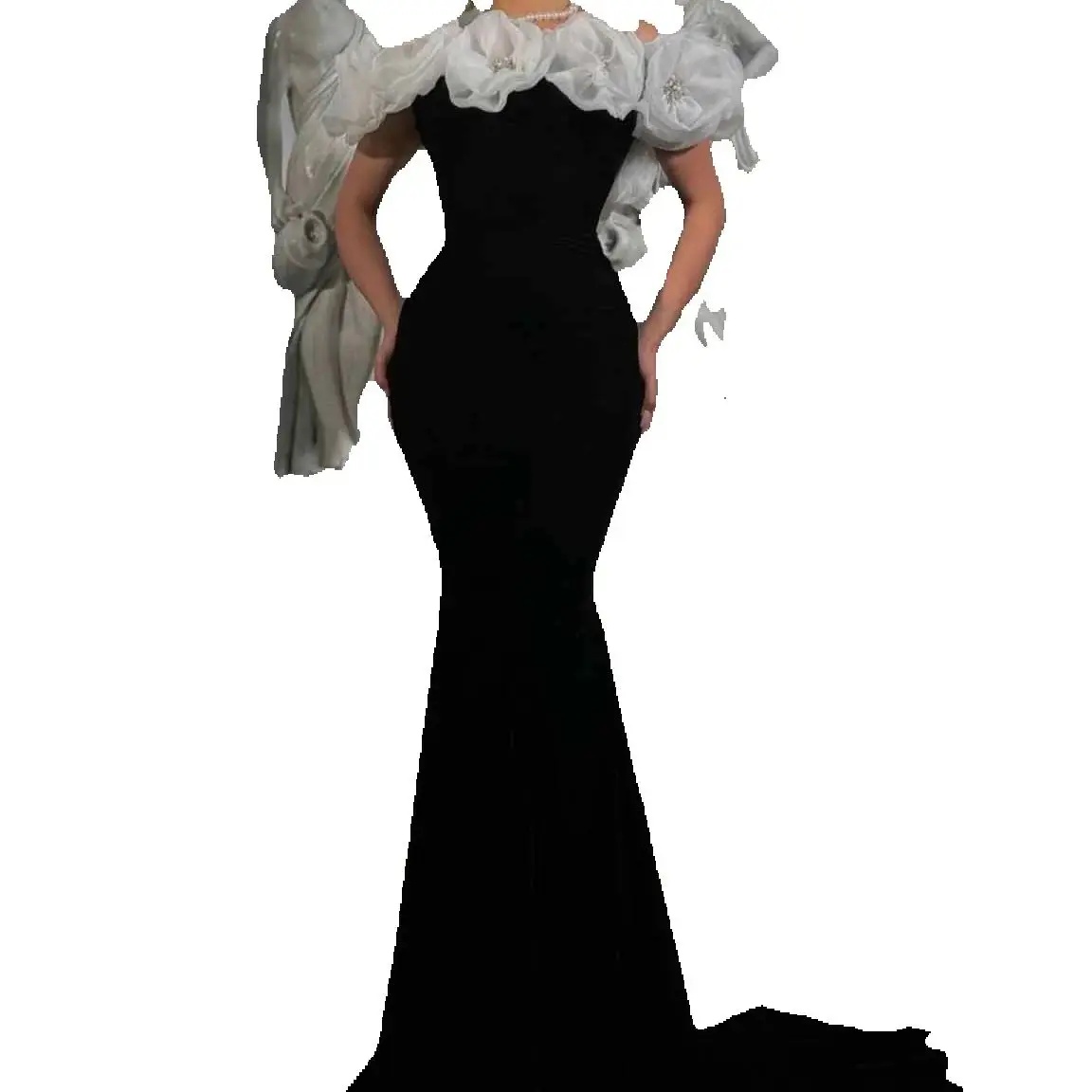 Sexy Off The Shoulder Mermaid Evening Gown Elegant Floral Applique Prom Dress Crystal Sweep Train Party Gown Customized