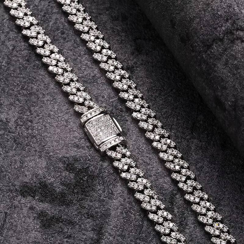 Hip Hop Jewelry Manufacturer 3A Moissanite Gold Diamond 925 Silver 6mm Cuban Link Chain Necklace