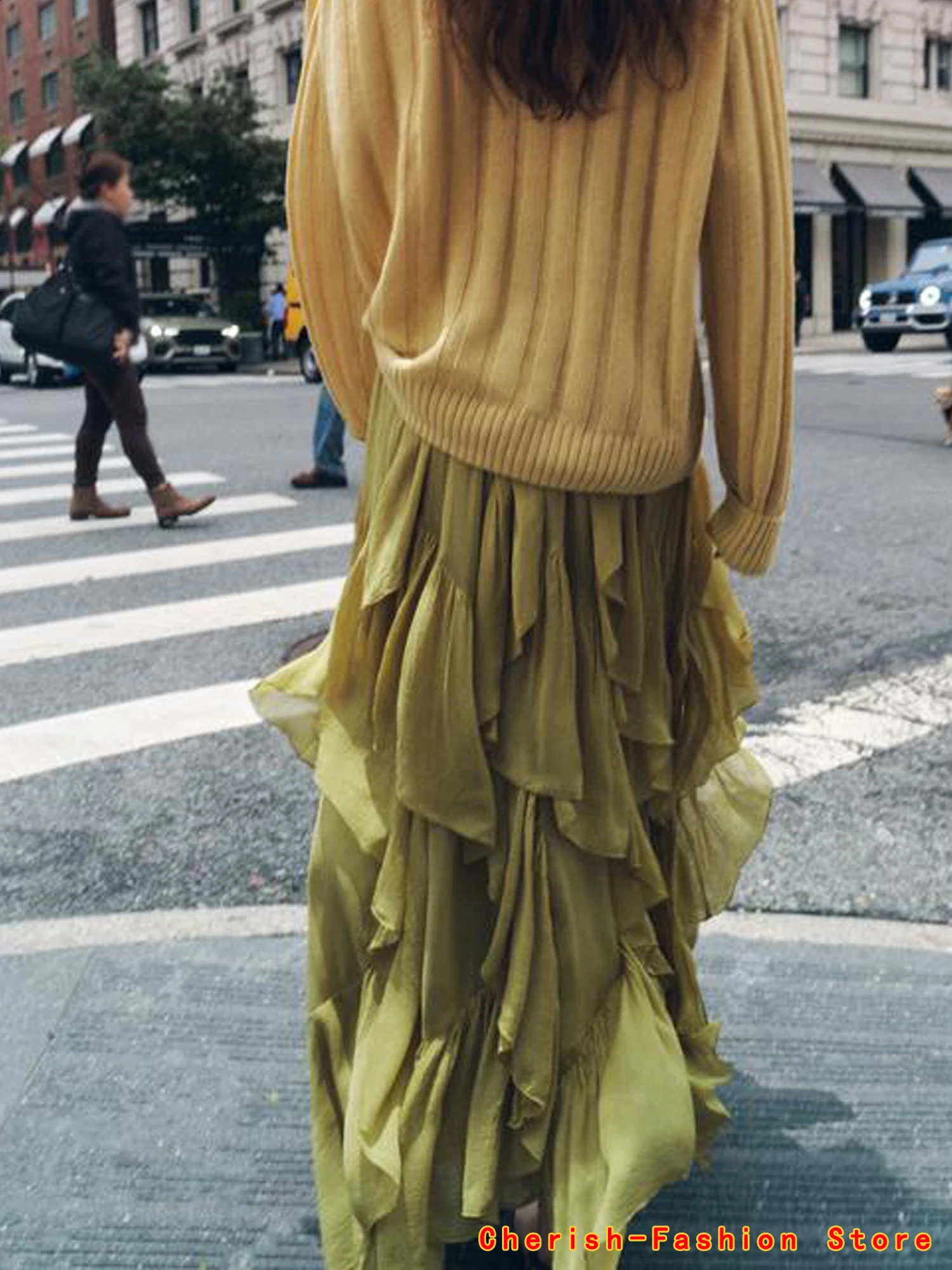 Irregular Ruffles Cake Skirt Pleated Womens High Waist Faldas Mujer Japan Style Eleganr Skirts Spring Summer 250905