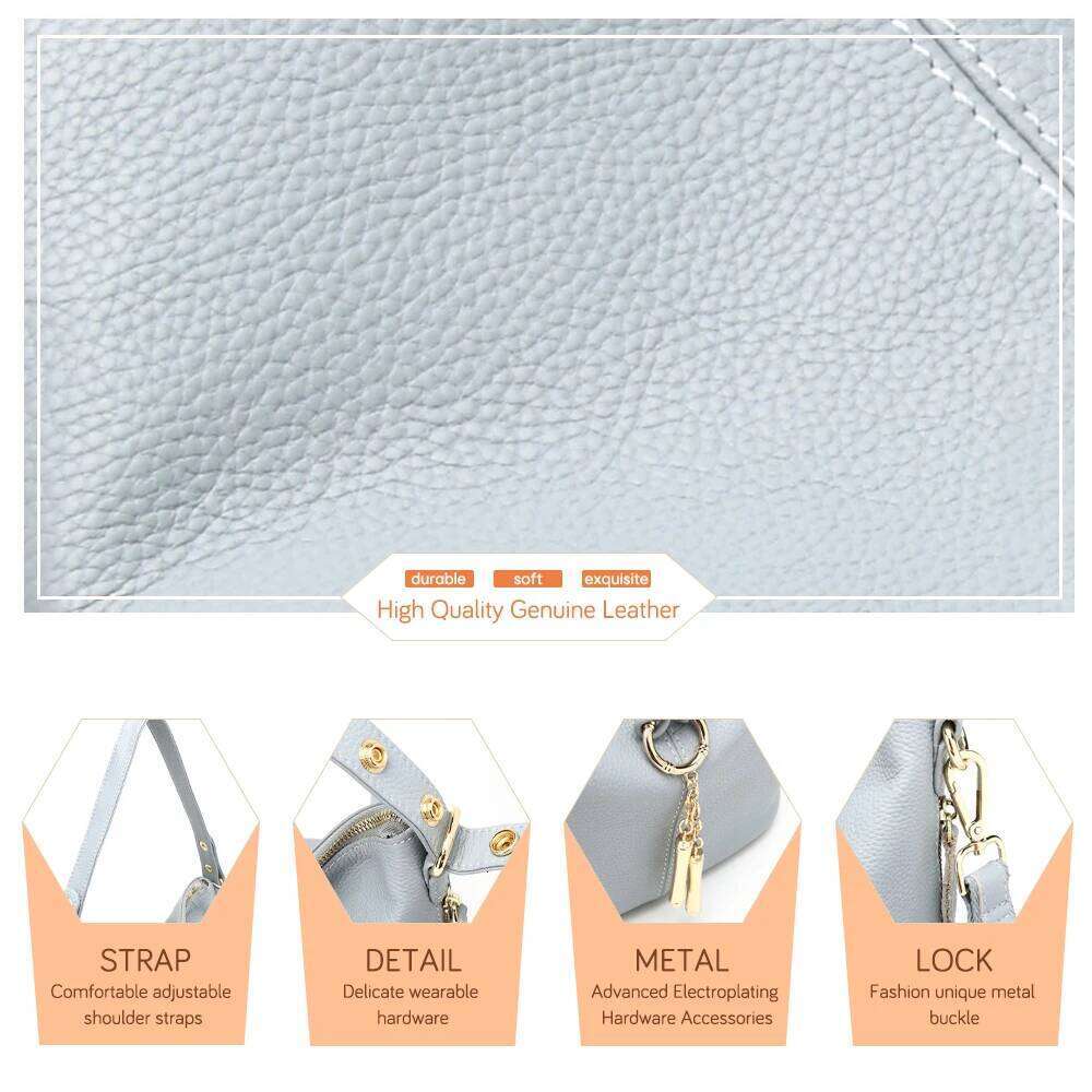 Zency Elegant Blue Women Shoulder Bag 100% Genuine Leather White Hobos Handbag Lady Messenger Purse Charm Lock Decoration Red