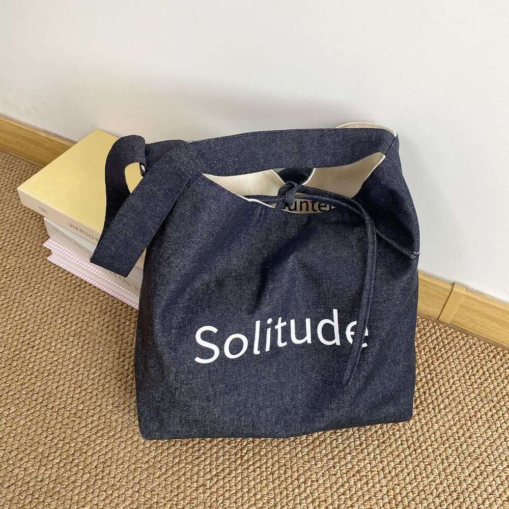 Summer New Canvas Denim Patchwork Adjustable Crossbody Reversible for Female Students Class Bag