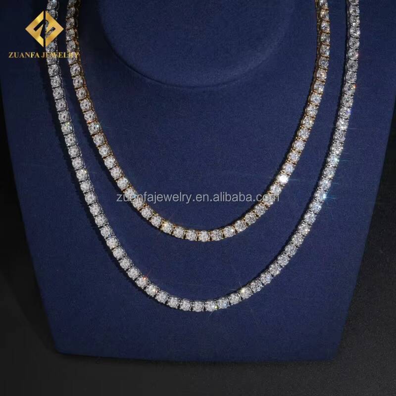 Ship From USA Fashion Iced Out Hip Hop Silver S925 5mm VVS1 Moissanite Diamond GRA Certificate Tennis Chain Bracelet Set