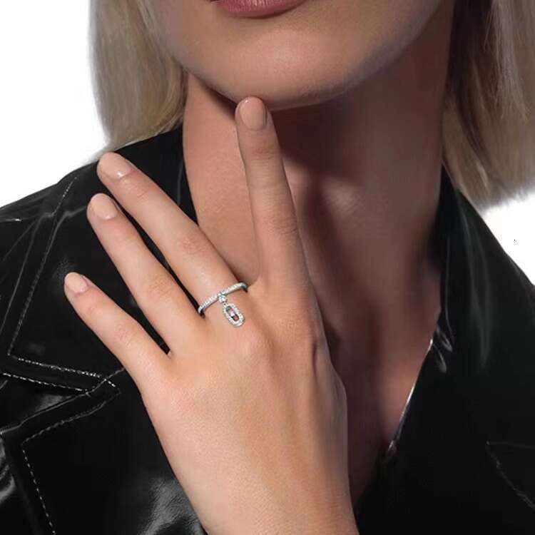 Mesi Card Ring Single Tassel Sliding Dynamic Design Full Diamond Women's High-end Fashion Versatile Rose Gold Jewelry