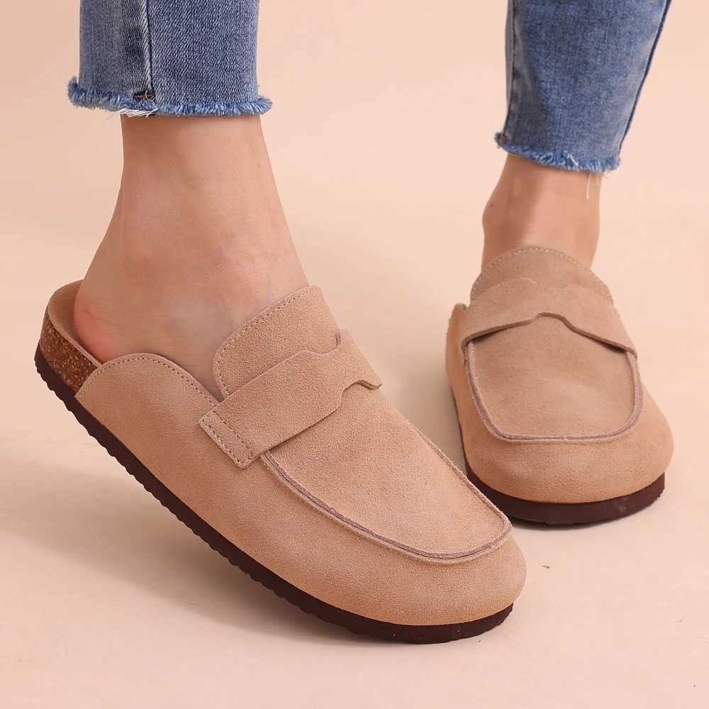 Crestar Womens Cork Clogs Slippers Summer Outdoor Nonsllip Beach Shoes Fashion Men Suede Flat Mules Slippers With Arch Support W250905