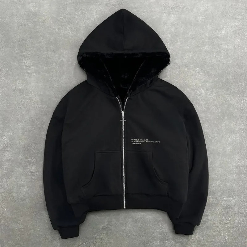 Twosided Clothing Harajuku Retro Leopard Print Fashionable Loose Zipper Hoodie Men Street Hiphop Casual Sweatshirt Women 250904