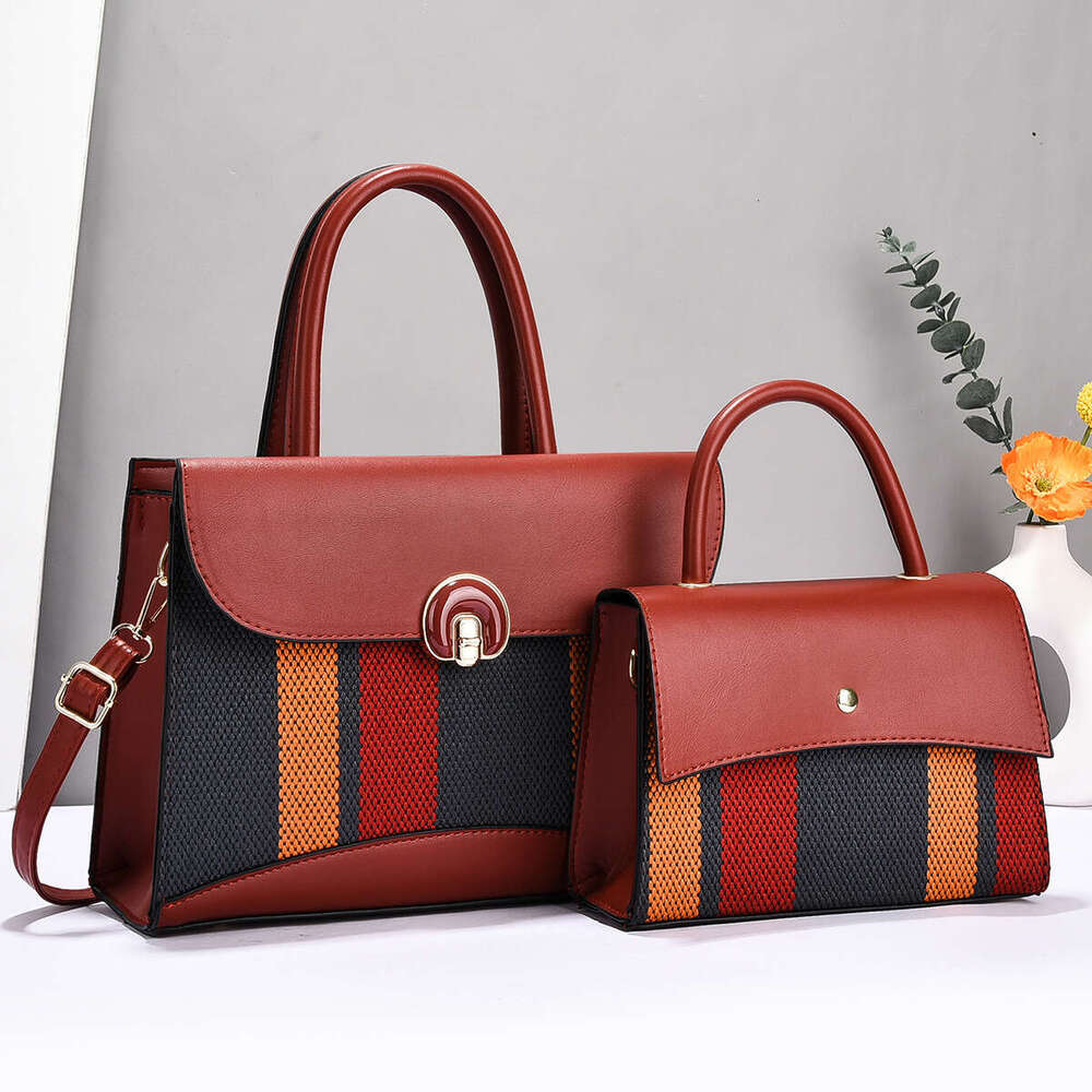 Mother and Child Large Handbag Two-Piece Set Striped New Taizhou Women's Bag Single Shoulder Bags