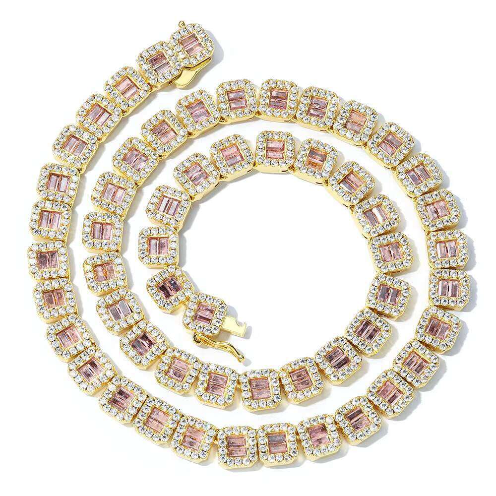 European Fashion Hip Hop Bling Rhinestone Baguette Iced Out Square Tennis Chain Choker Necklace
