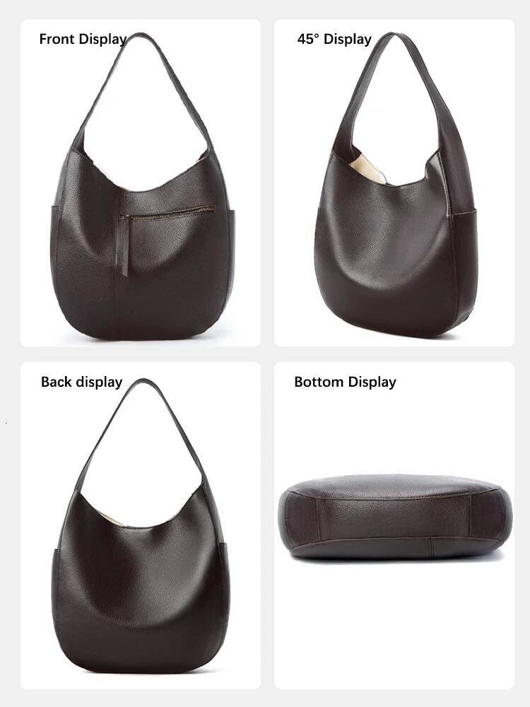 Zency Vintage Women's Genuine Leather Top Quality Large Hobo Shoulder Designer Bag