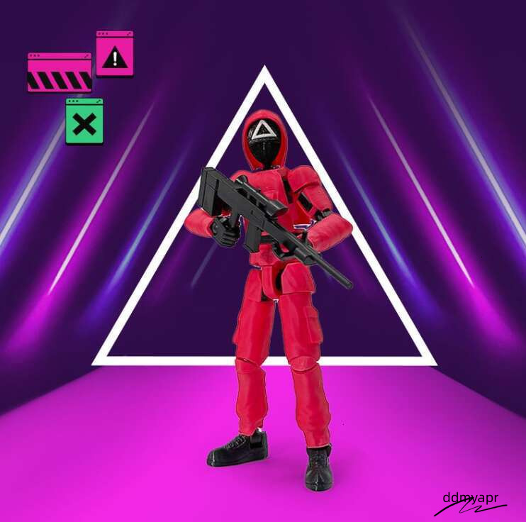 3D Printed Squid Ddmydec Game Figurine Building Block Doll Movable Joints, Comes With Weapons Perfect For Fans The Hit Series Adding An Extra Layer Of