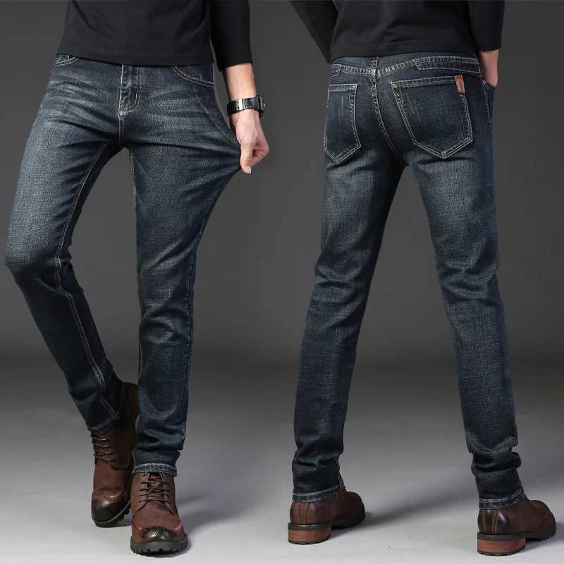 2024 Spring Autumn Mens Blue Classics Straight Loose Jeans Business Casual Cotton Stretch Denim Pants Male Brand Black Pants W250905