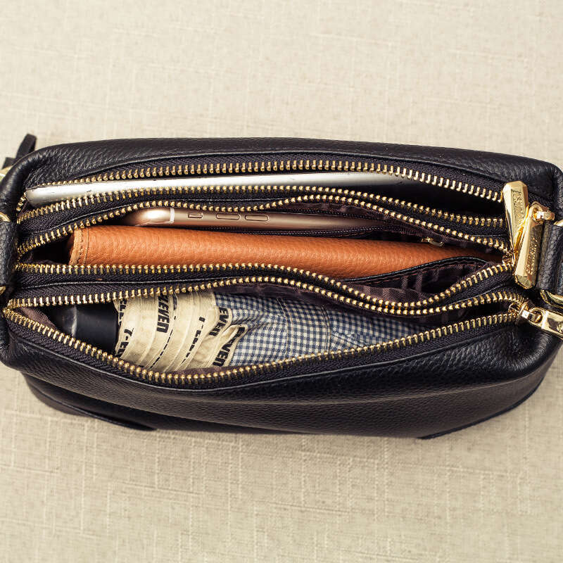 Winter 2025 New Small Crossbody Genuine Leather Multi-Zipper Multi-Layer Women's Versatile Tassel Single Shoulder Trendy Bag