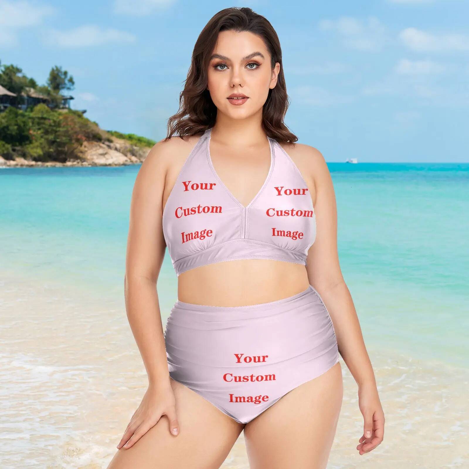 2025 New 4XL Swimsuit Custom image Sexy Female Handwork Swimming Suit For Large size swimsuit High Cut Bikini Set String