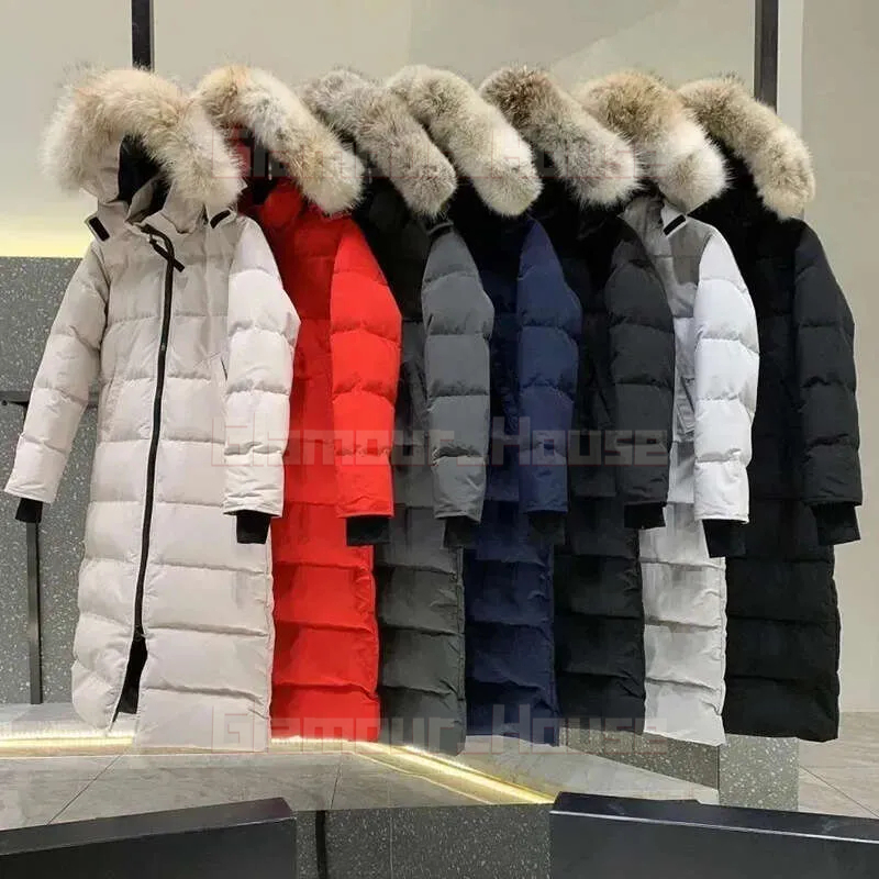 Style Famous Designer Mystique Women Down Puffer Jackets Embroidery Letters Winter Jacket Hooded Outdoor Long Fur Down Jacket Coats Asian Size S-2XL