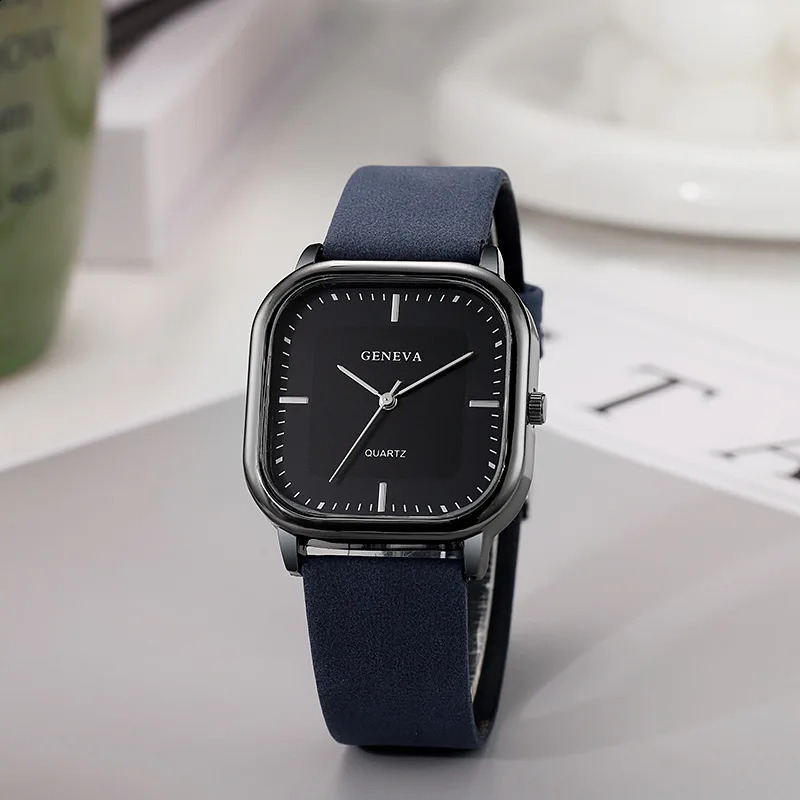 Fashion Square Dial Mens Watches Minimalist Quartz Wristwatche Casual Business Leather Strap Wristwatch Reloj Hombre 250828