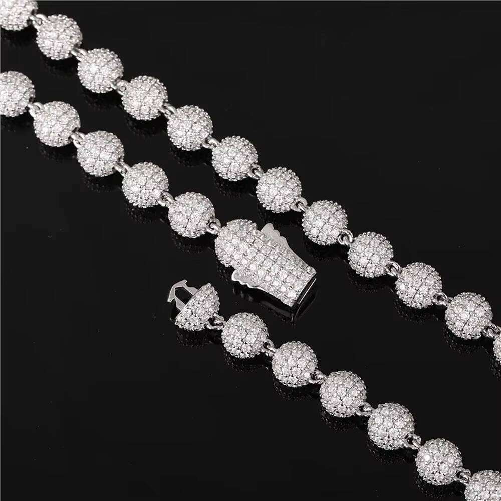Ice Out Hip Hop Full Dia Ball Chain Necklace Premium Moissanite Jewellery