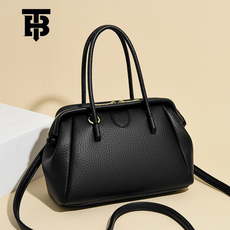 TB BHULAMTE Designer Bag 2025 New Litchi Pattern Boston Bag Crossbody Bag Women's Handbag Simple Luxury Bag Versatile Large Capacity Shoulder Bag