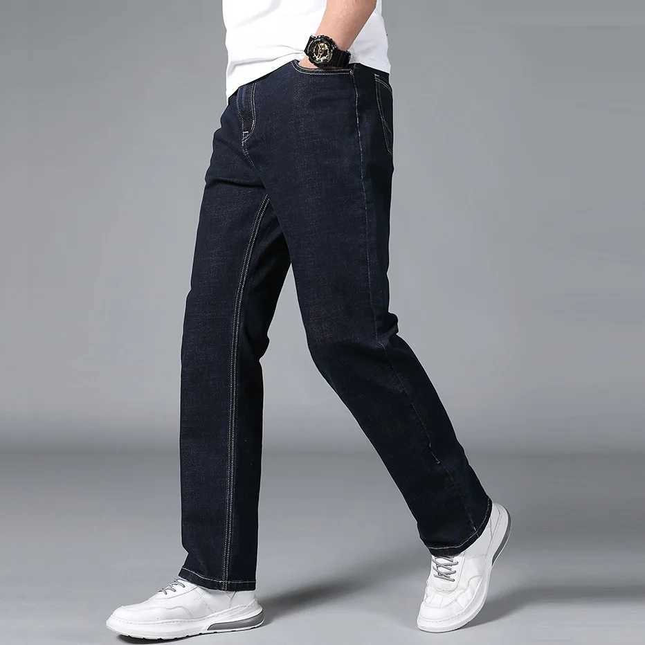 Tall Men Jeans Black Straight Leg Fit Stretch Extra Long Length Denim Trouser Male Classic Business Extended 90cm 200cm 20cm W250905