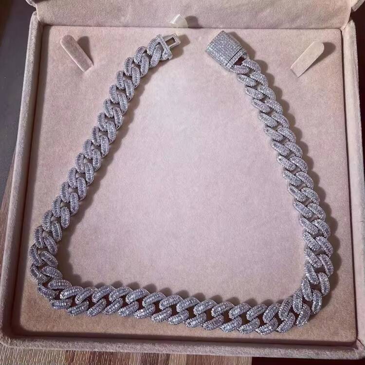 Wholesale Custom Brass Heavy Quality 15MM Men Diamond Chain Ice Jewellery Cuban Link Chain