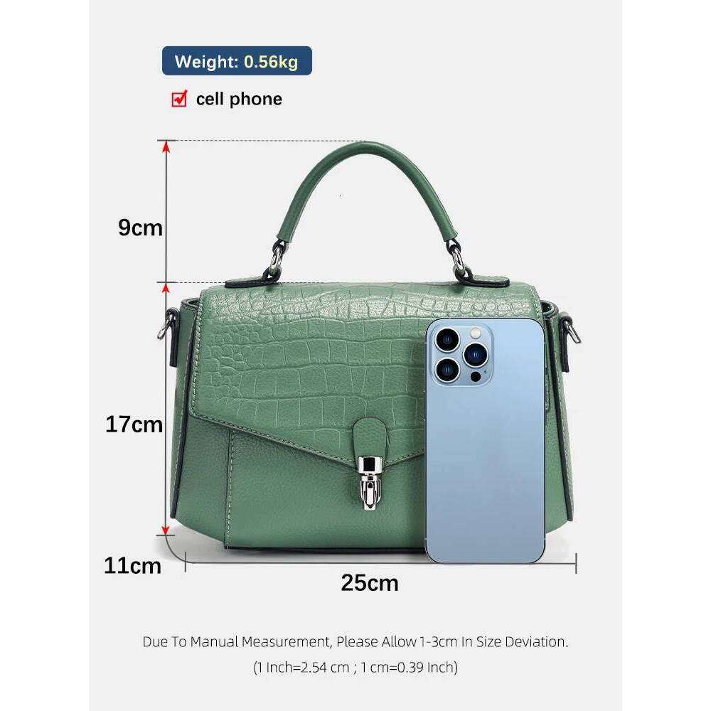 Zency 2025 Trend Fashion Women's Genuine Leather Top-Handle Alligator Crossbody Multi-compartment Shoulder Bag Handbag Brand