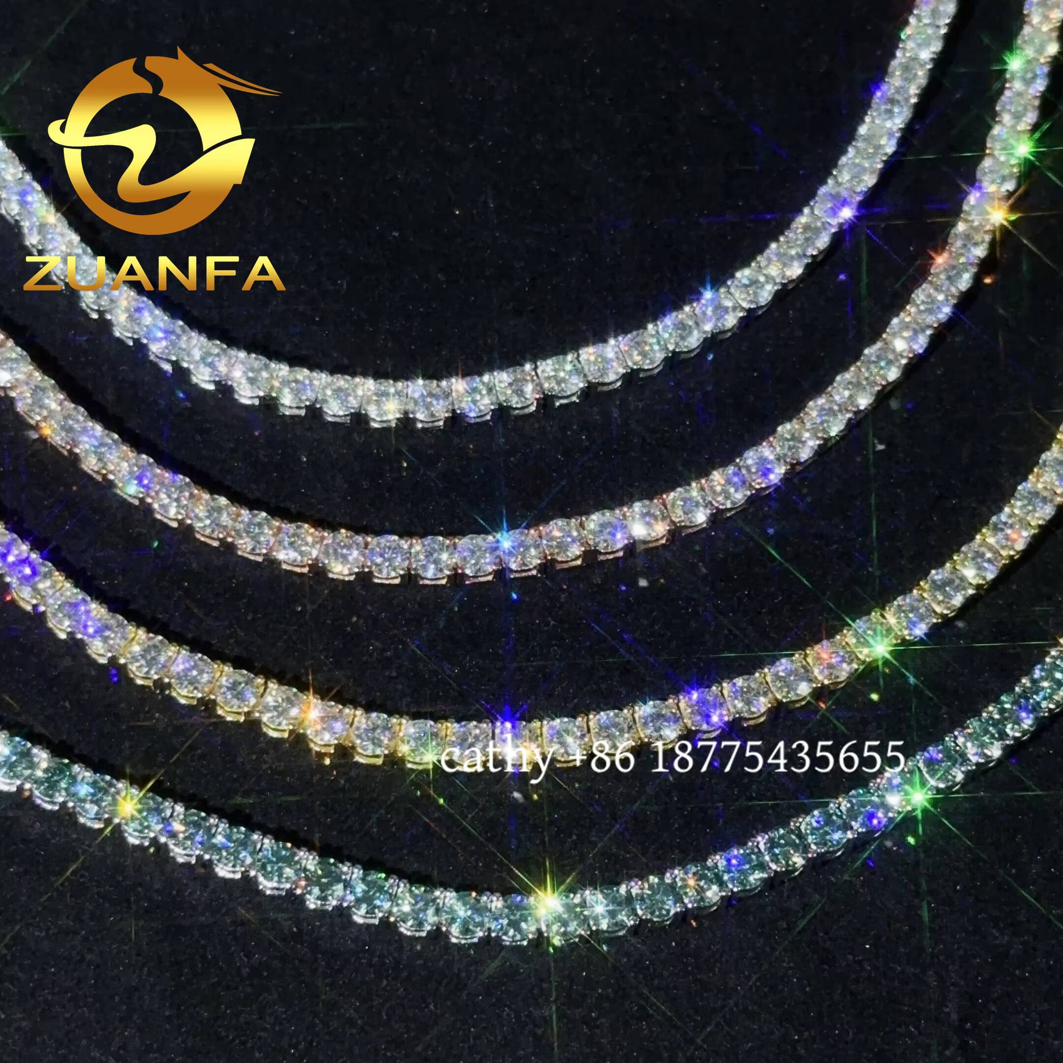 Pass Diamond Test Blue Green 3mm 4mm Moissanite Tennis Bracelet Silver 925 Hip Hop Tennis Bracelet for Men Women