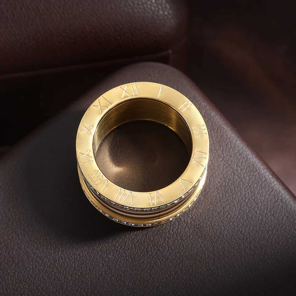 Fashionable Wens Stainl Steel Ring Luxurious Cubic Zirconia Ran Digital Bridal Wedding Jewelry Gift S250905