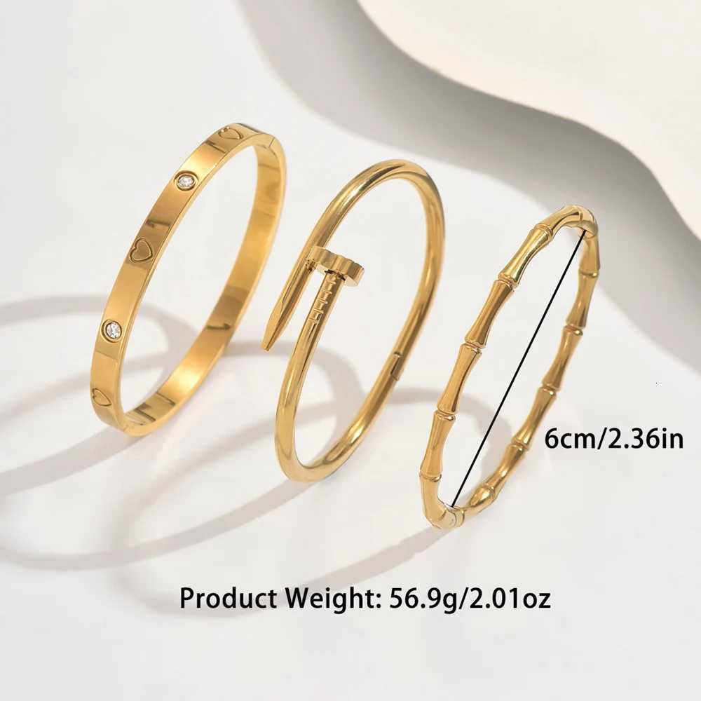 luxury classic design fashion bamboo zircon bracelet set Stainl steel material is waterproof and not easy to fade M251218