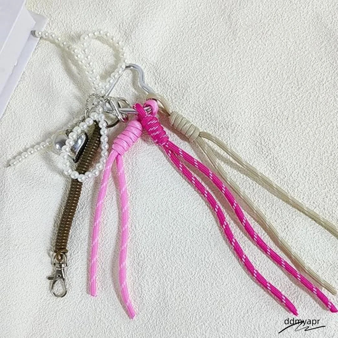 Cute Rope Pearl Bow Charms Handbags Y2k Keychain Accessories For Women Bag ddmydec Purse Decor 250122 ddmydec
