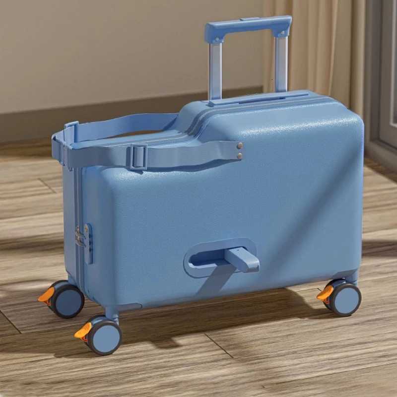 Luggage 18 inch Trolley Case Can Sit and Ride Portable Boarding Box Brake Universal Wheel SuiTCase Z250905