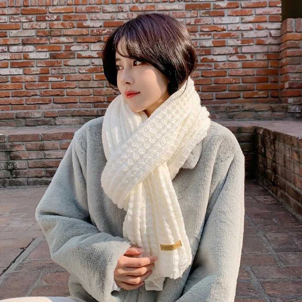 Sweet Knitted Scarf For Women Girls Students New Autumn Winter Solid Color Warm Scarves Soft Knitting Shl Female Wr ShlsXJ250905