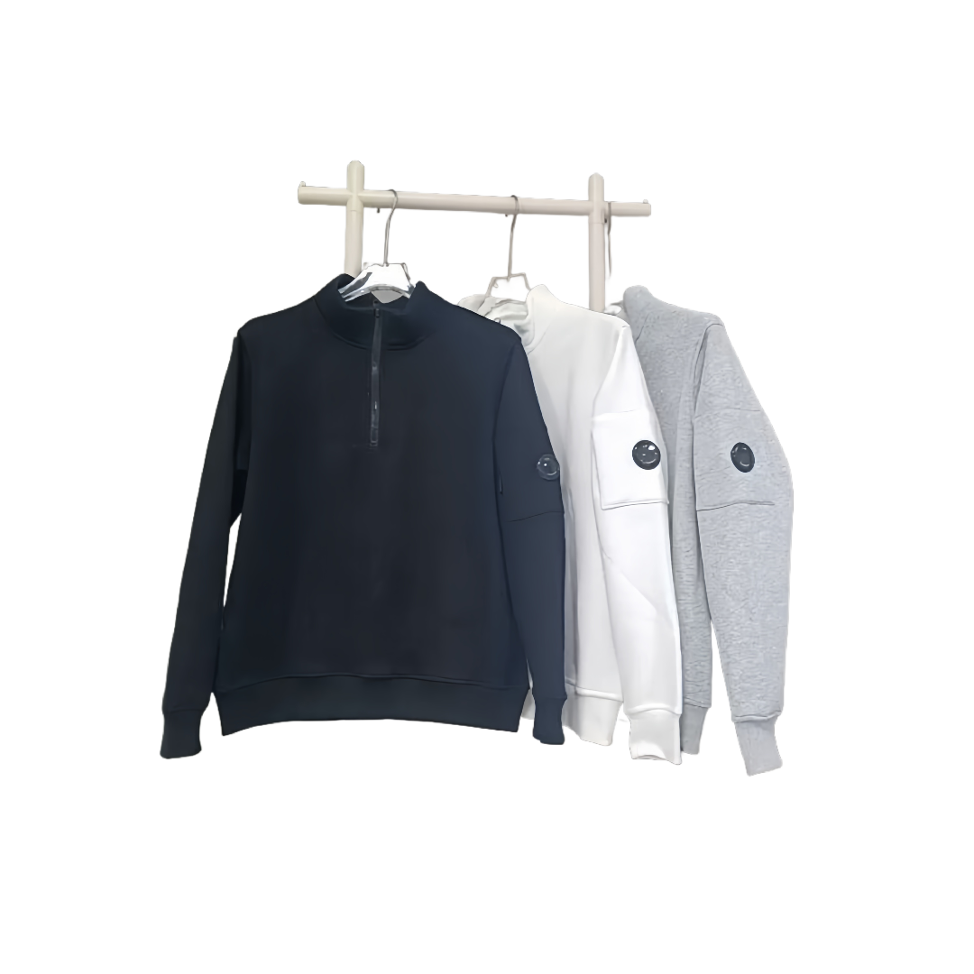 Designer Men Casual Loose Oversized Half Zipper High Neck company Hoodie Sweatshirt Cotton Hooded Sweat Shirt Hip Hop Streetwear Pull