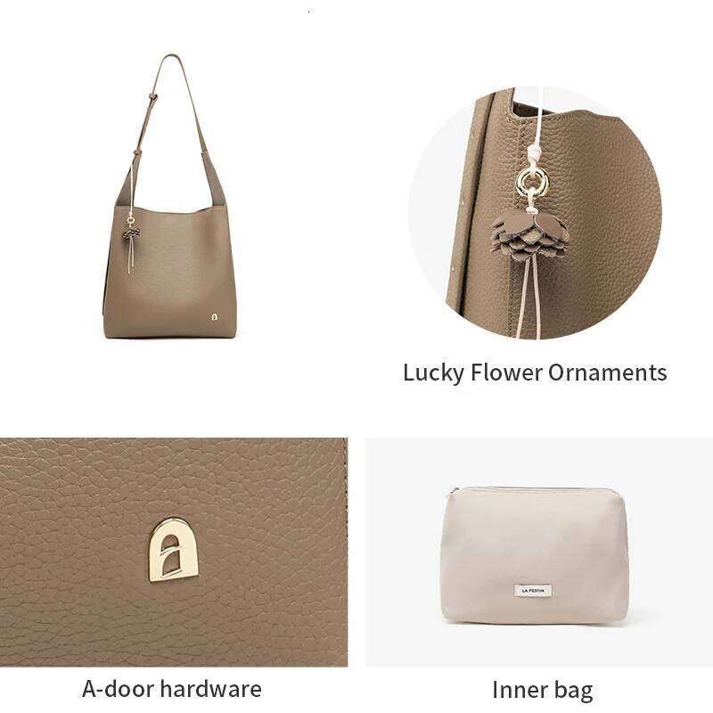 LA FESTIN Original 2025 New Leather Shoulder Tote for Women Fashion Bucket brand Large Capacity Crossbody Bag