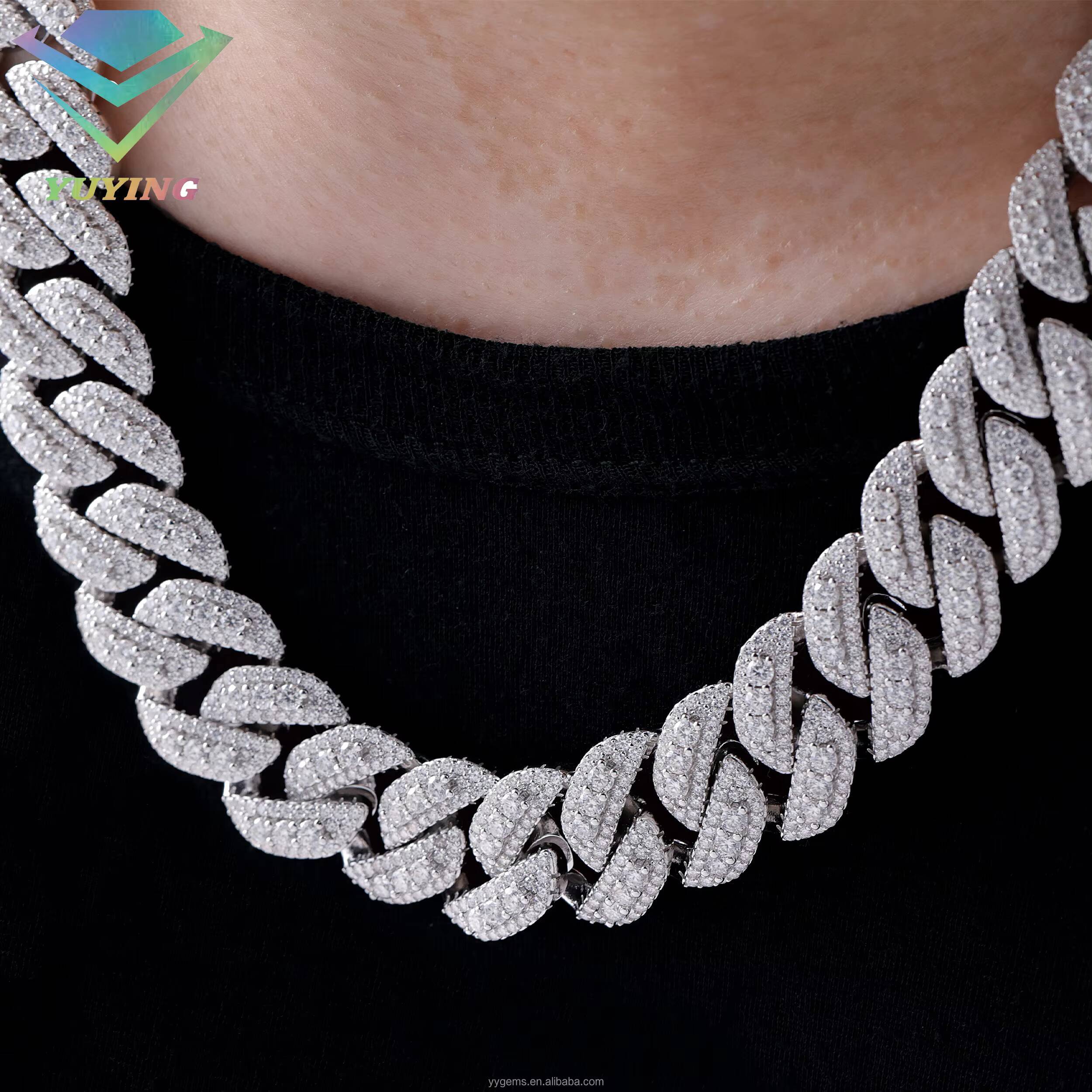 13mm 15mm 18mm Mens Jewelry 925 Silver Cuban Link Chain Iced Out Vvs Moissanite Diamond Necklace Link Bracelet Hiphop Jewelry