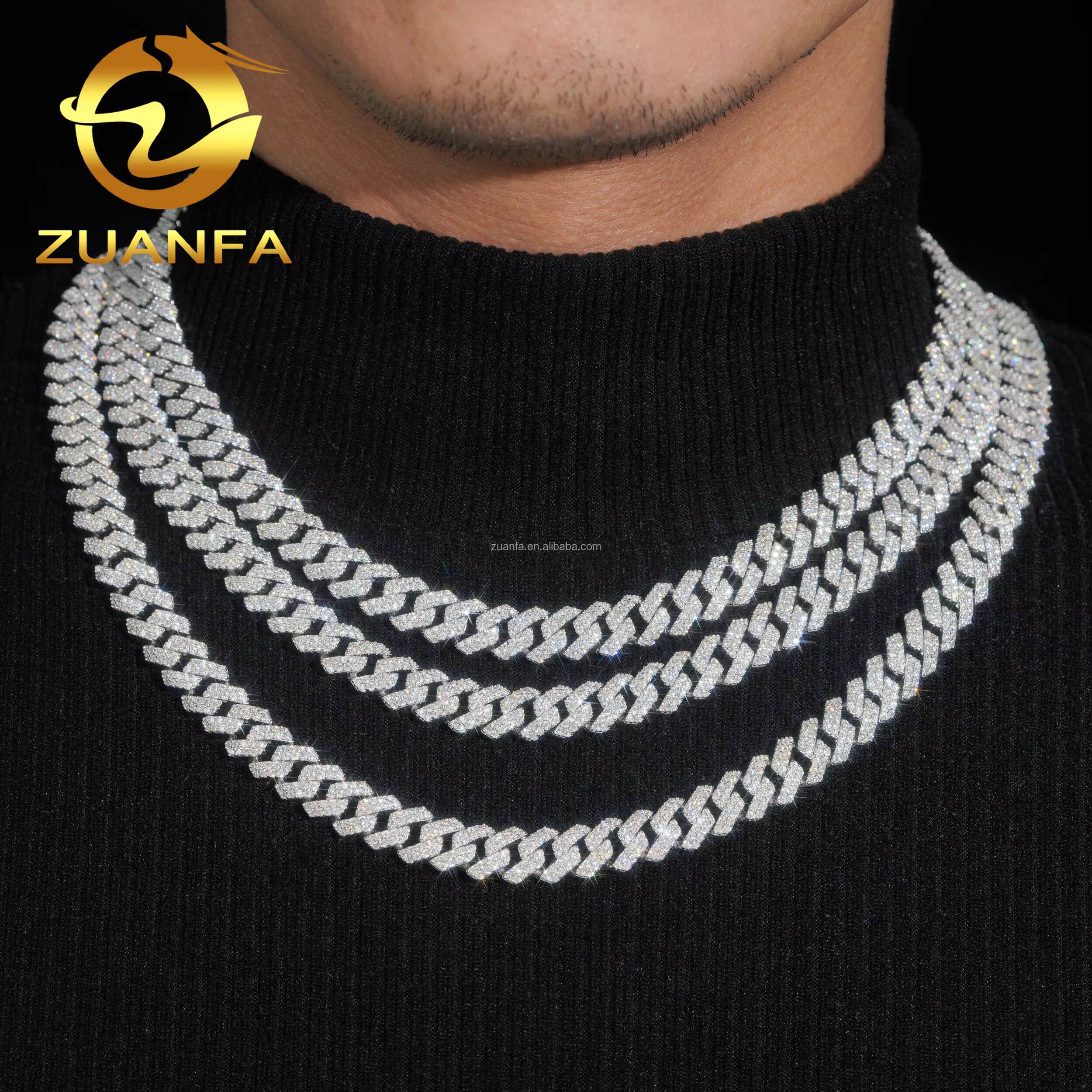 Ship in USA Warehouse Stock 10mm 2Rows 925 Solid Silver Hip Hop Iced Out VVS1 Moissanite Diamond Miami Cuban ChainBracelet