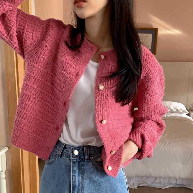 Fashion Long Sleeve Knitted Cardigan Jacket for Women Spring Autumn Elegant Korean O Neck Casual Sweater Loose Retro Short Coats Z250905