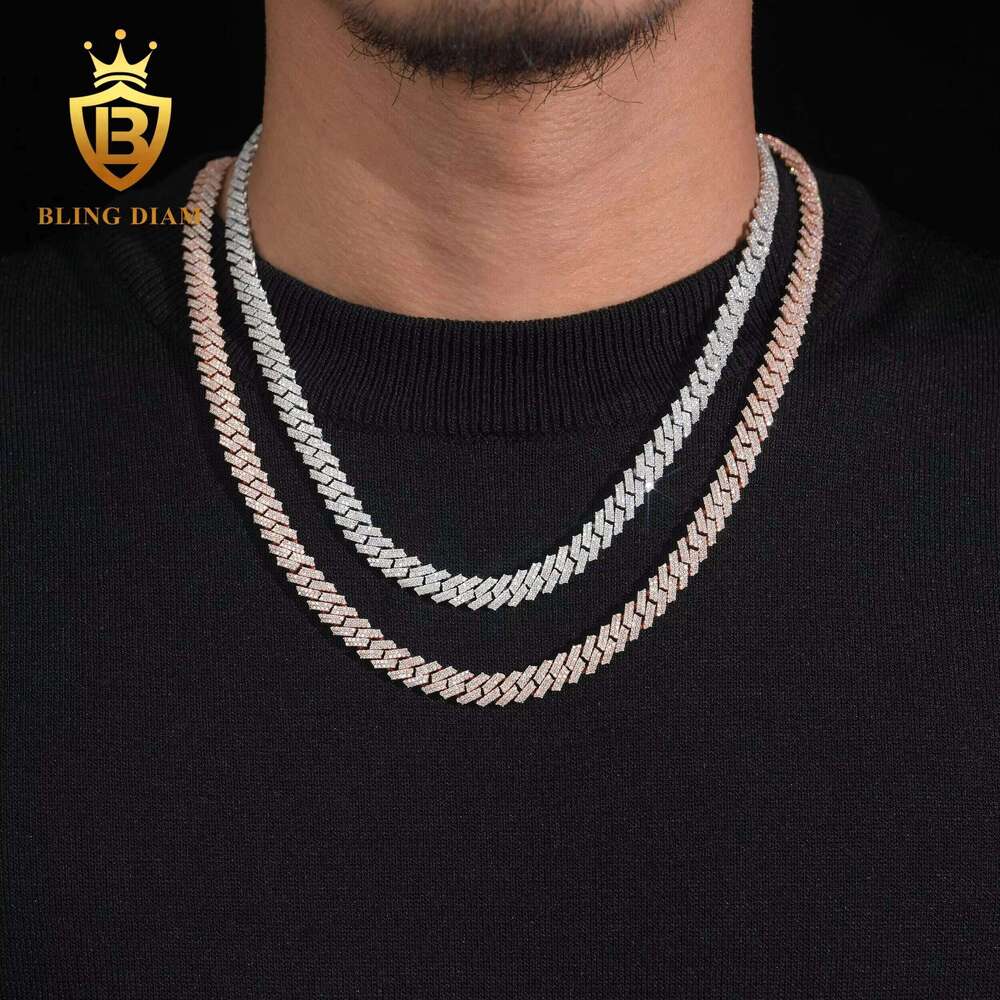 Hot Sale Fine Jewelry Sterling Sier 8mm Hip Hop Dia Iced Out Moissanite Cuban Link Chain