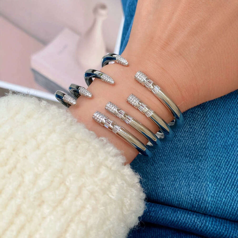 New Fashionable Bracelet Internet Celebrity Style Elegant Light High-end Colorful Zircon Open Bangle