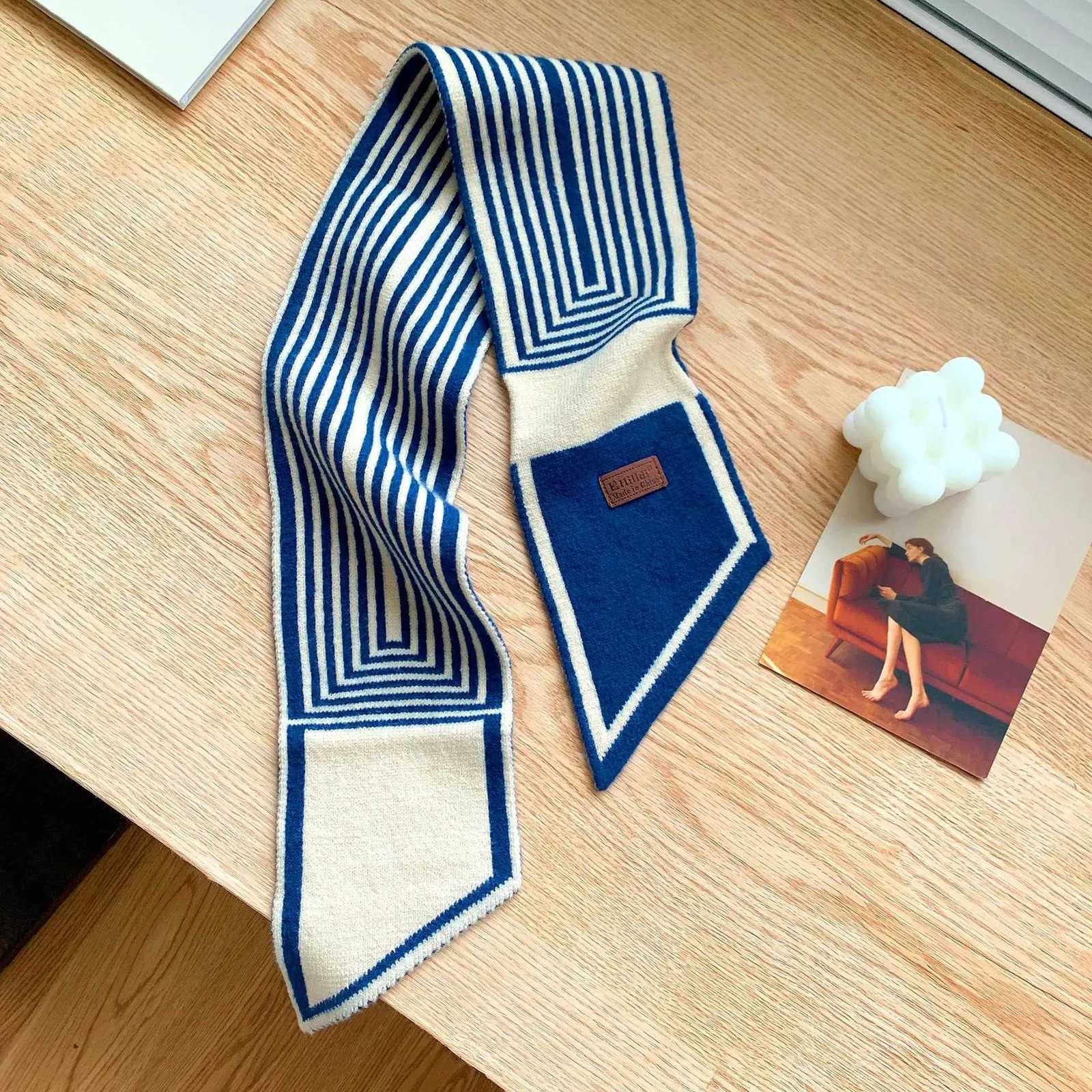 Knitted Scarf New Design Striped Luxury Brand Scarf Women Winter Scarf Warm Long Skinny Small Scarf Female Neckerchief ScarvesXJ250905