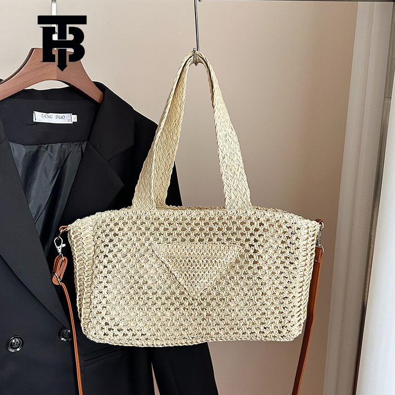 Leisure Minimalist Hollowed Out Women's Beach Bag Free Shipping Designer Luxury Woven Handbag Fashion Vacation Shoulder Underarm Bag Shopping Bag