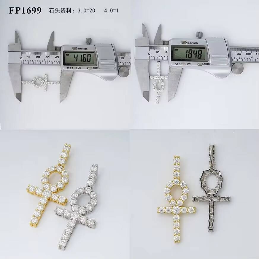 Wuzhou Diamond Pendant Best Price Iced Sterling Silver Jewelry Real S925 Moissanite Cross Pendant