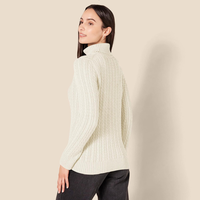 Women's Fisherman Cable Turtleneck Sweater (Available in Plus Size)