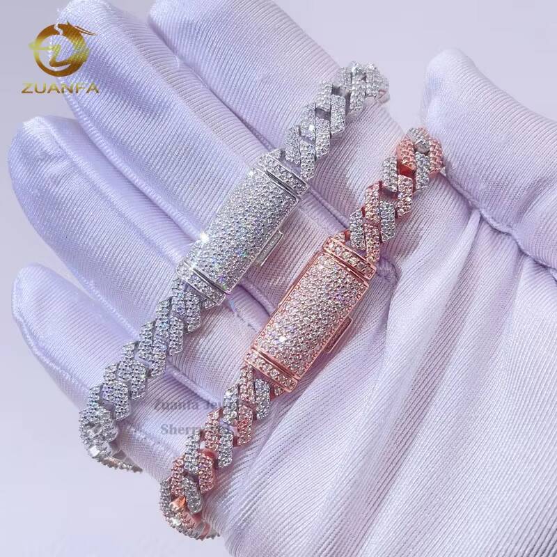 GRA 8MM Double Row Iced Out Men Women Fashion Stylish VVS Diamond Moissanite Cuban Chain