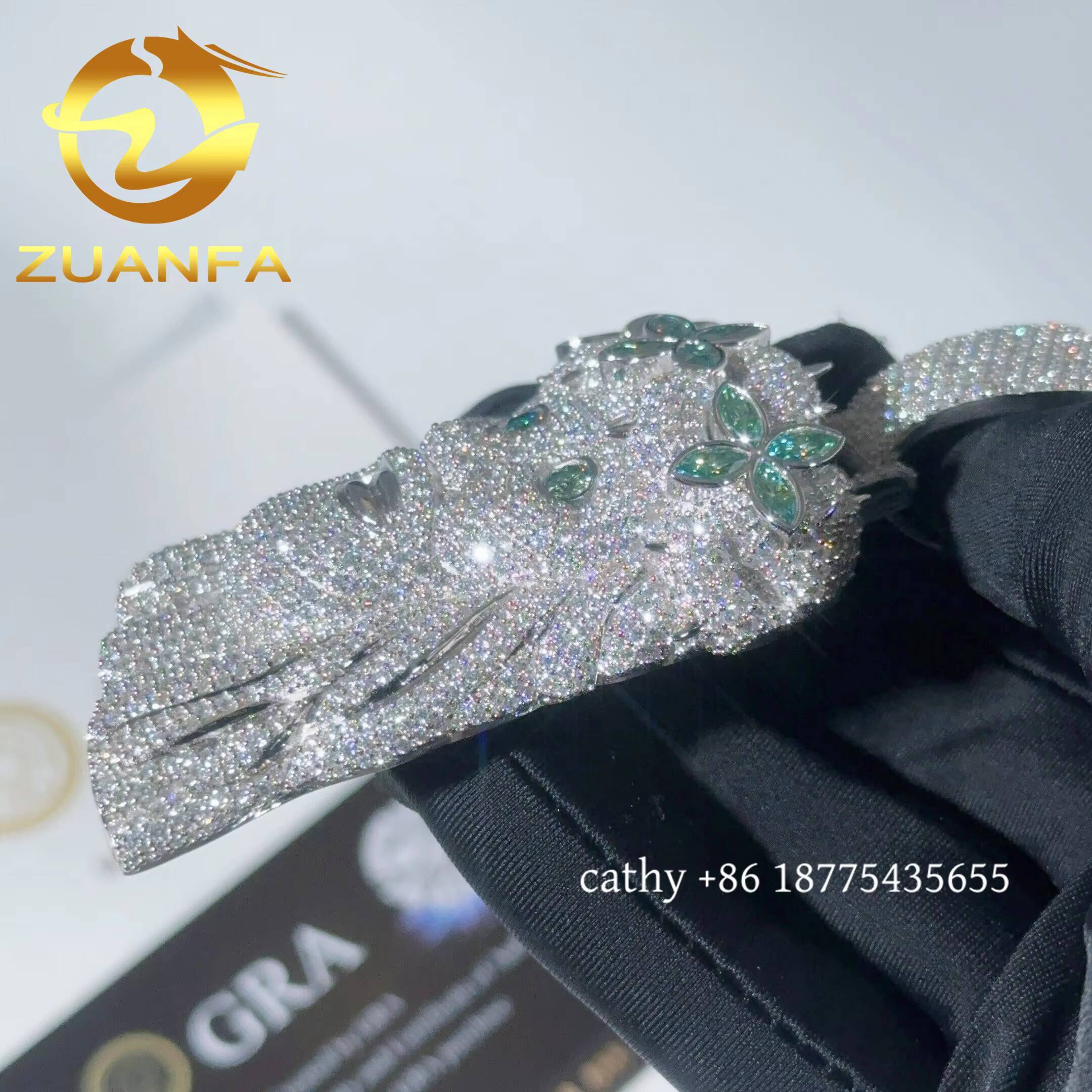 Fashion Jewelry Blue Green Moissanite Diamond Jesus Head Iced Out Custom Pendant 925 Silver Moissanite Hip Hop Head Pendant