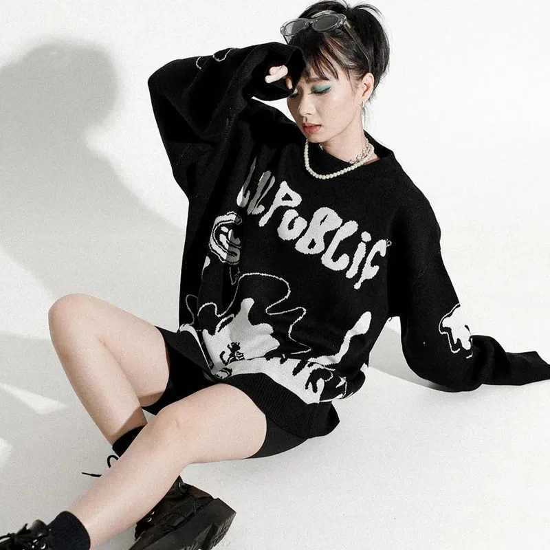 Sweater autumn and winter 2024 new mens and womens knitted printed personality street round neck sweater women Z250905