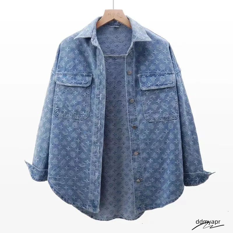 Shirt Womens Autumn Dress Korean Version Of Joker Printed Loose Denim Jacket Ddmydec Long Sleeve Jacket250723 Ddmydec Ddmydec Ddmydec Ddmydec
