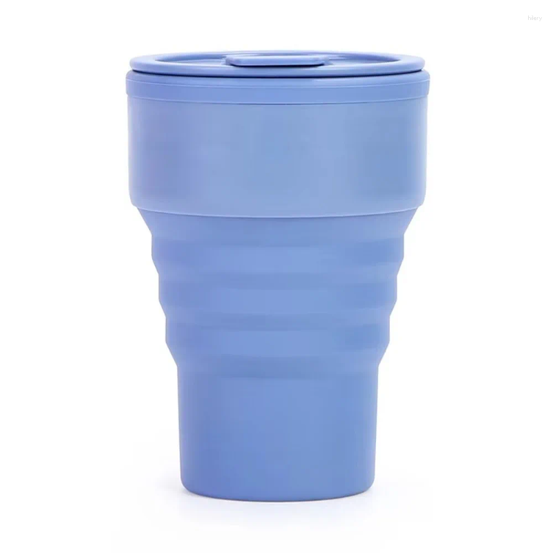Water Bottles 375ml Folding Coffee Cup Silicone With Lid Collapsible Cups Foldable Reusable Portable Travel Tumbler Dining Z260202