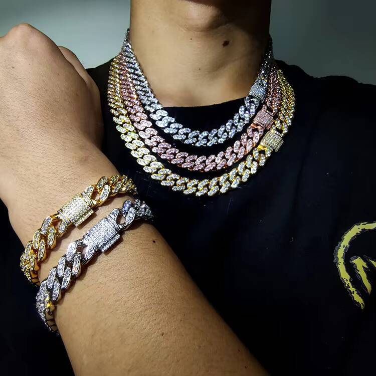 GZYS JEWELRY Wholesale High Quality 12mm Hip Hop Chains Men Necklace Ice Cuban Link Chain for Men