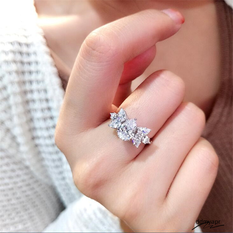 Ins Spakrling Handmade Sweet Cute Wedding Ring Jewelry Sterling Sier Water ddmyday Drop 5A Zircon CZ Dia Gemstonens Women Engagement Band Rings Gift d