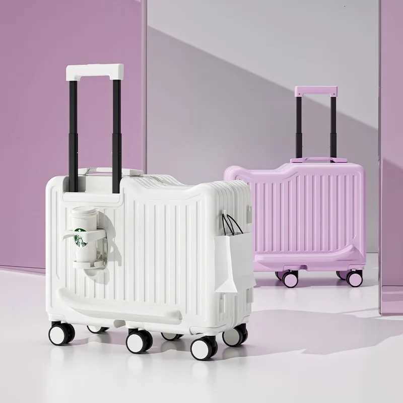 Small SuiTCase Ride on Luggage 20 inch Trolley Case Boarding Cabin Trip Travel Bag Password Lock Leather Z250905